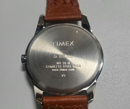 TIMEX Black Dial Leather Band Quartz Men's Watch — Japanese