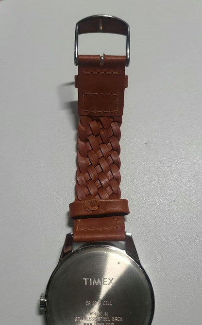 TIMEX Black Dial Leather Band Quartz Men's Watch — Japanese