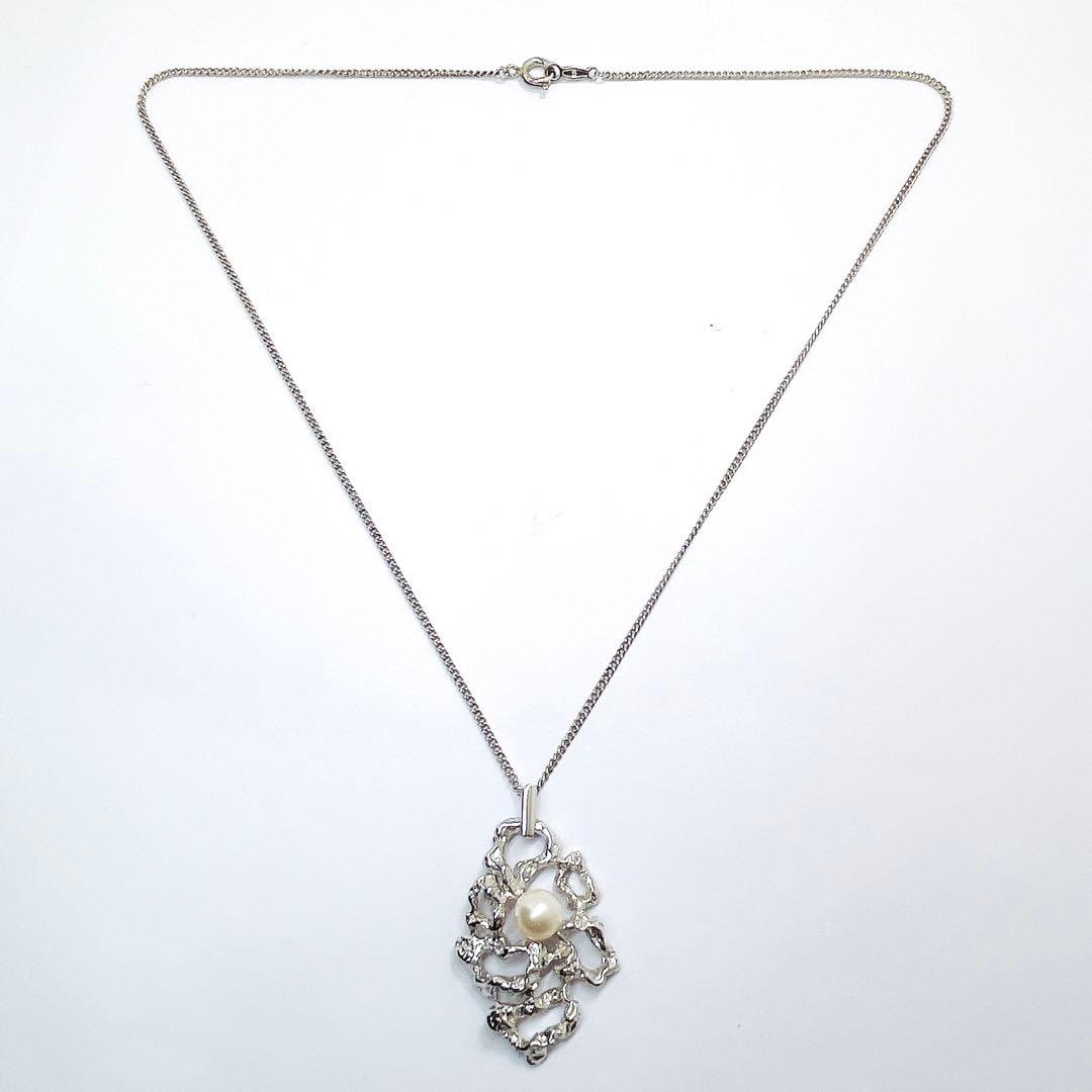 MIKIMOTO silver pearl necklace pendant featuring a 6.5mm pearl on a 43cm chain