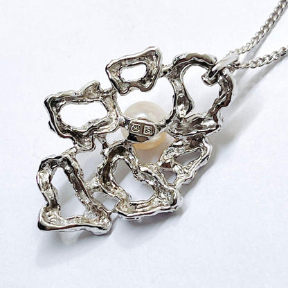 MIKIMOTO silver pearl necklace pendant featuring a 6.5mm pearl on a 43cm chain