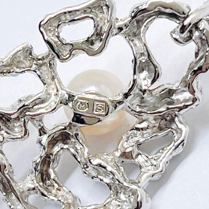 MIKIMOTO silver pearl necklace pendant featuring a 6.5mm pearl on a 43cm chain