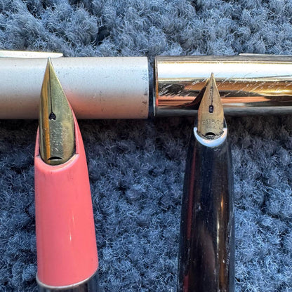 Two PILOT Super 100V 14K 585 fountain pens in used condition without ink