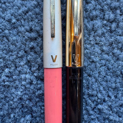 Two PILOT Super 100V 14K 585 fountain pens in used condition without ink
