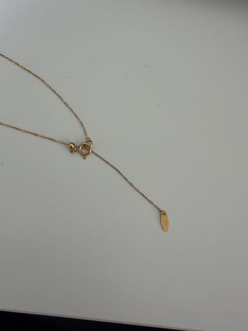 agete K18 gold necklace with 0.1ct diamond pendant on 45cm chain