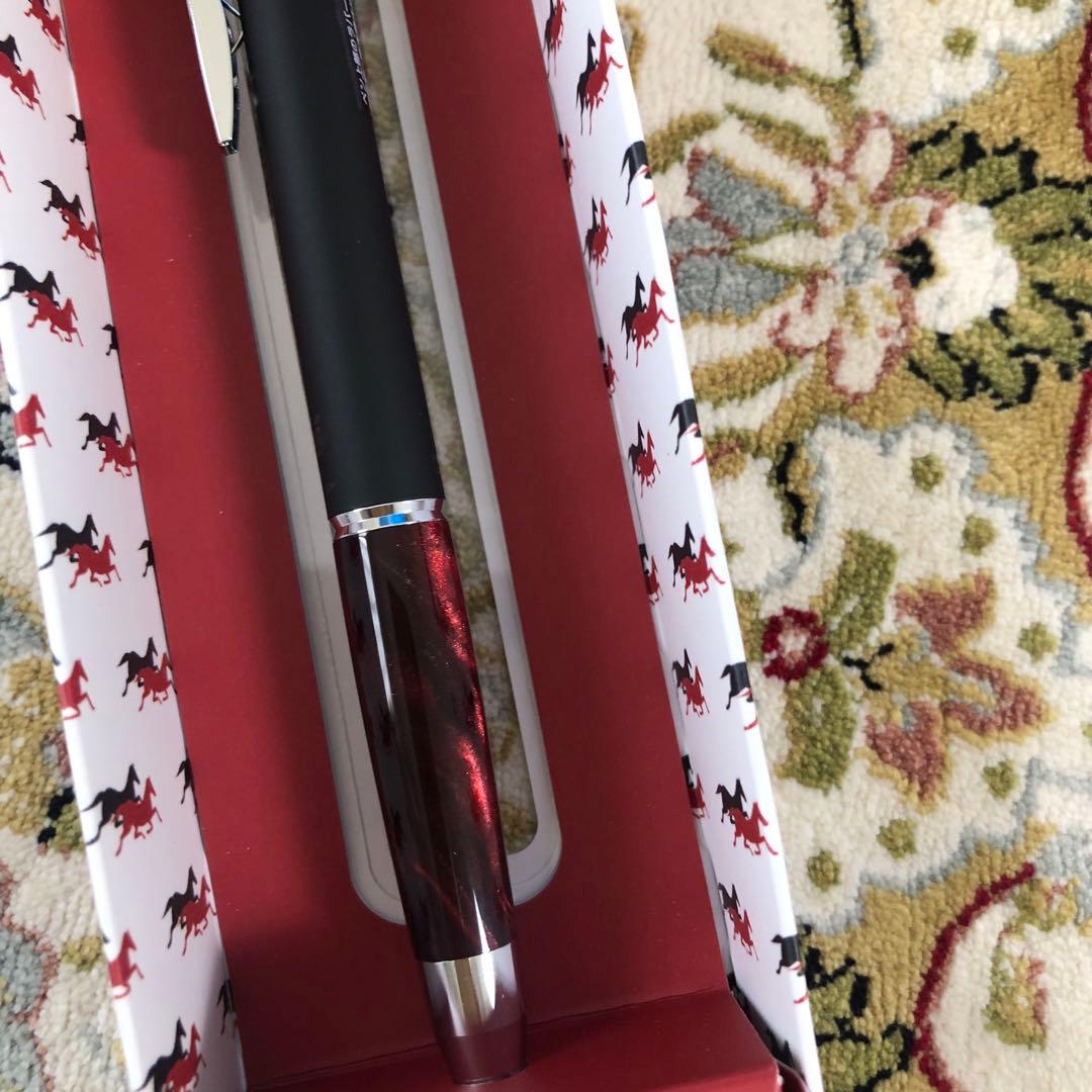 Pilot ballpoint pen with black and red two-tone plastic and metal body in dedicated box