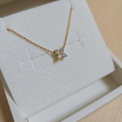 Tasaki 18k yellow gold diamond pendant necklace with 0.24ct diamonds and 39cm ball chain