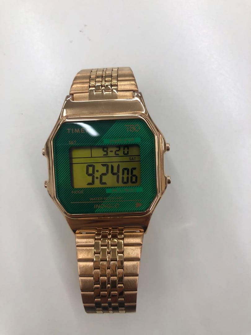 TIMEX Digital Gold/Green Men's Watch — Japanese