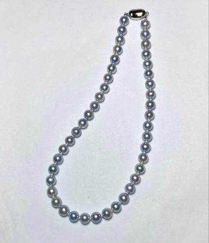 B2227 large Akoya pearl necklace with natural gray pearls sized 8.5-9.0mm, 42 cm length