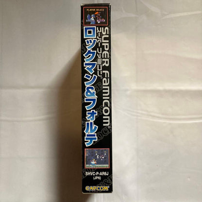 Super Famicom Rockman & Forte game cartridge and box for the Super Famicom console