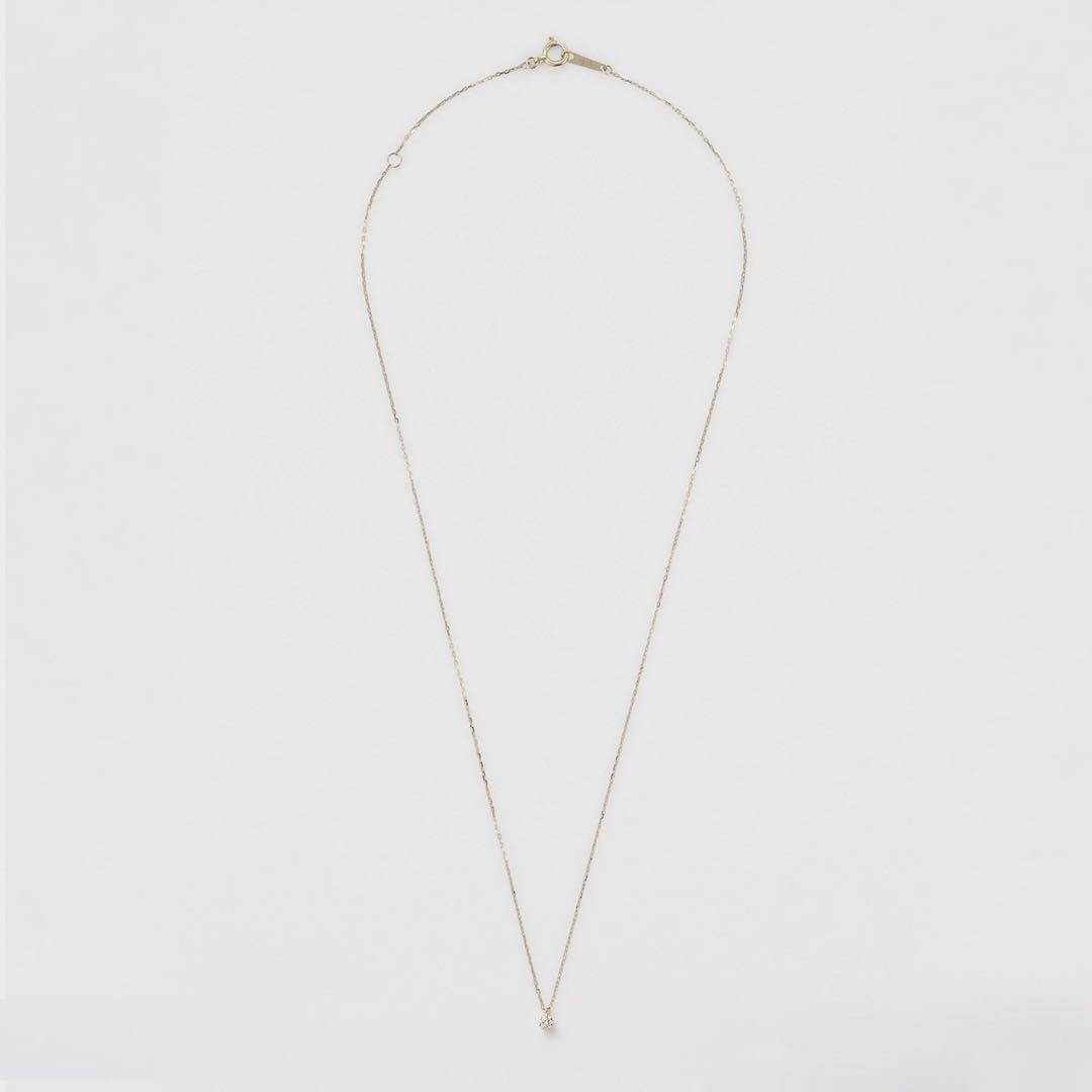 Agete K18 One Pearl Diamond Necklace featuring 0.05ct diamond pendant on a 40cm gold chain