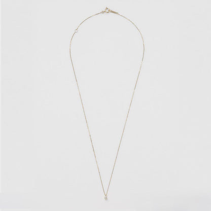 Agete K18 One Pearl Diamond Necklace featuring 0.05ct diamond pendant on a 40cm gold chain