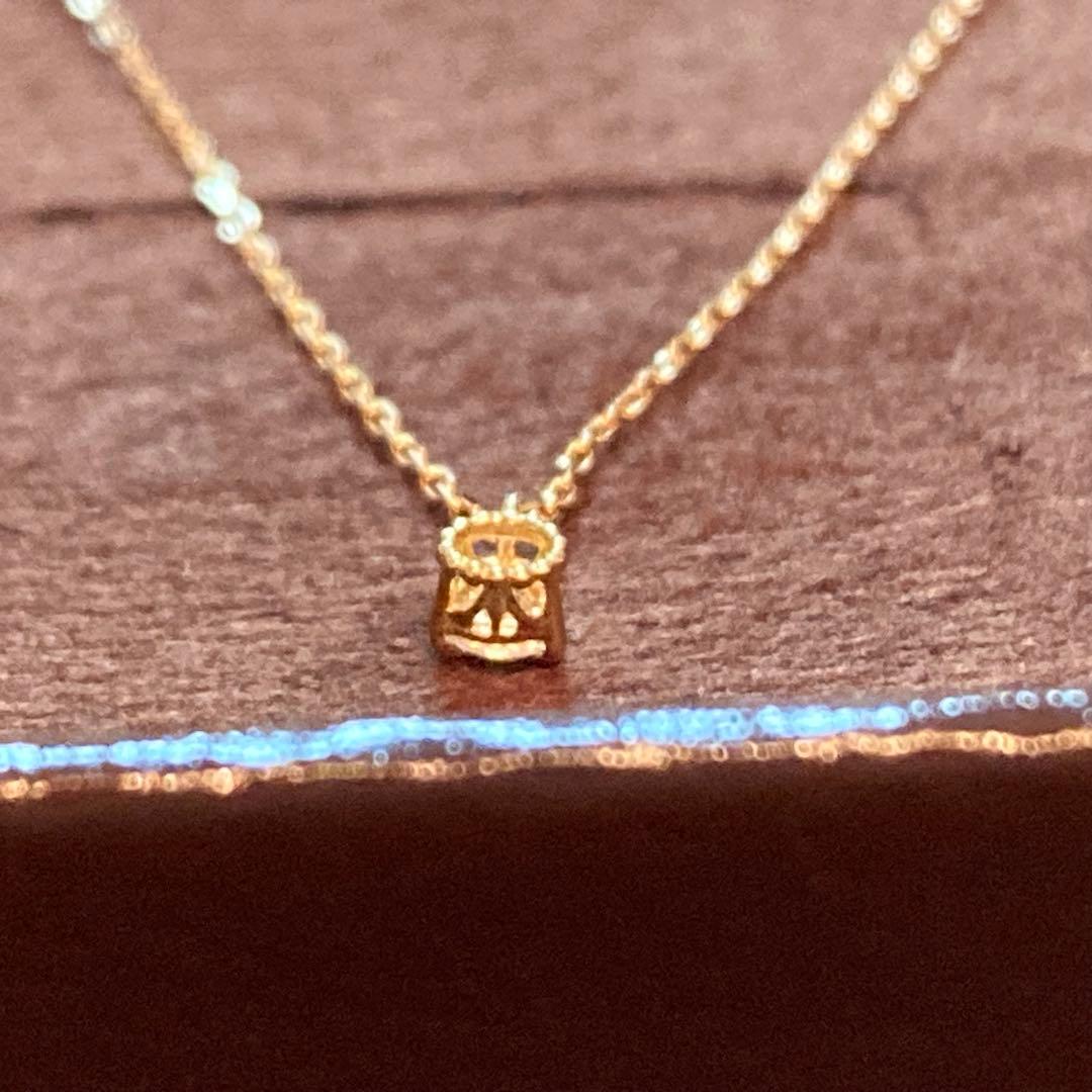 Agete K18 One Pearl Diamond Necklace featuring 0.05ct diamond pendant on a 40cm gold chain