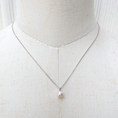 Akoya pearl necklace with 6-6.5mm pearls on sterling silver 925 chain, 40cm plus 5cm extension