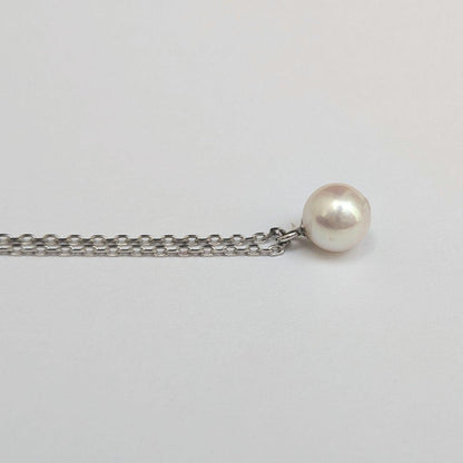 Akoya pearl necklace with 6-6.5mm pearls on sterling silver 925 chain, 40cm plus 5cm extension