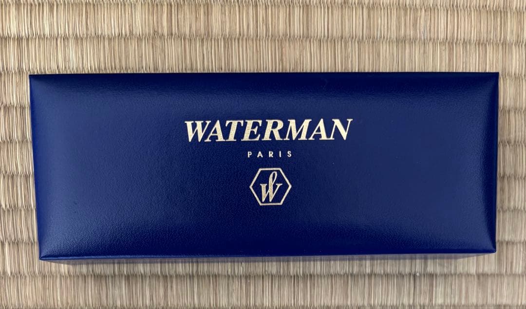 Waterman ballpoint pen and mechanical pencil 2-piece set in silver with blue case and box