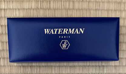 Waterman ballpoint pen and mechanical pencil 2-piece set in silver with blue case and box