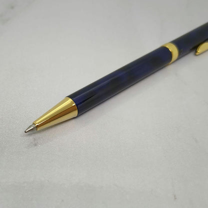 Pilot Cavalier high-grade ballpoint pen in navy with gold marble decoration, used condition