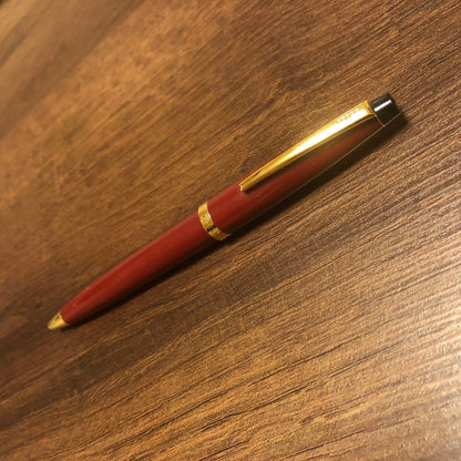 New CROSS Ballpoint Pen with wine red body and slightly thicker grip for smooth writing