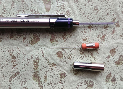 PILOT H-1003 0.3mm mechanical pencil body with 4 refill packs displayed