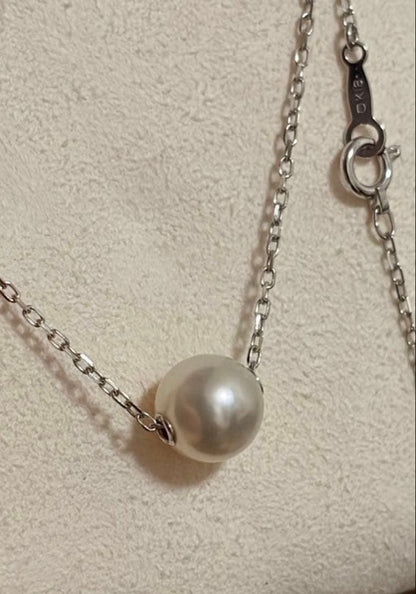 Mikimoto Pearl Necklace with one 8mm white pearl on a delicate chain