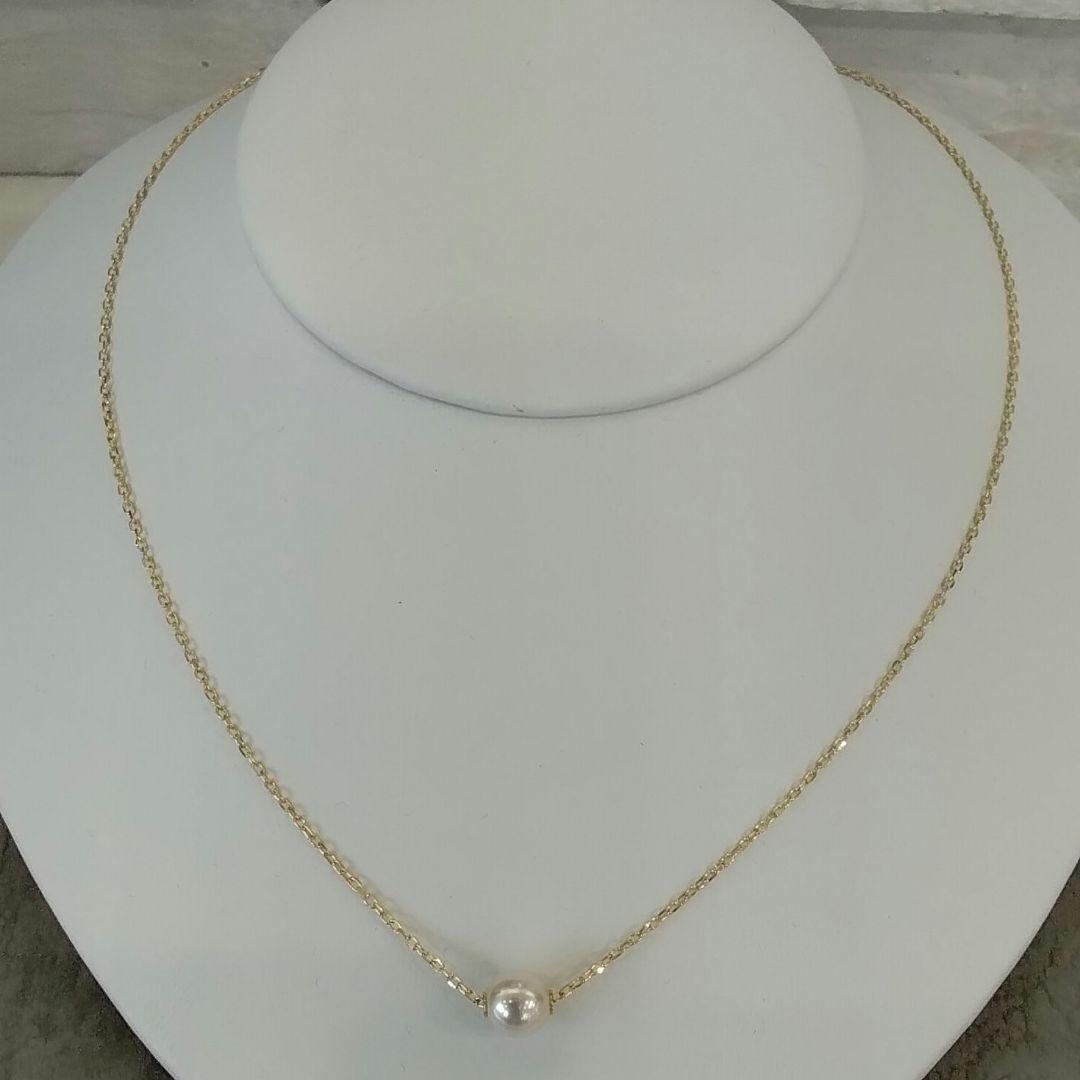 MIKIMOTO necklace with 7.1mm Akoya pearl on 42.5cm 18K yellow gold thread