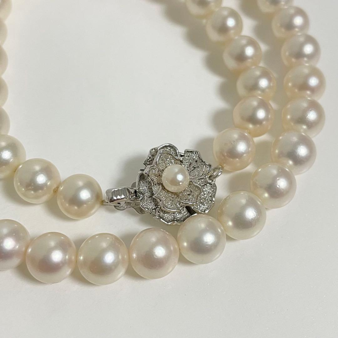 Honmono Akoya pearl necklace with 7mm pearls and silver hardware, 43 cm length
