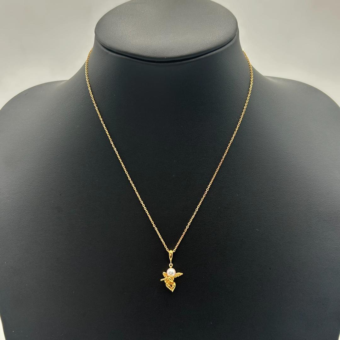 Mikimoto Pearl Angel Necklace with K18 yellow gold chain and Akoya pearl pendant