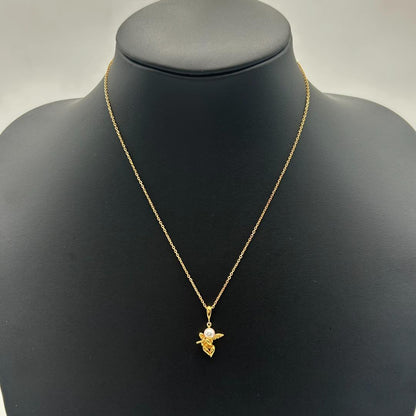 Mikimoto Pearl Angel Necklace with K18 yellow gold chain and Akoya pearl pendant