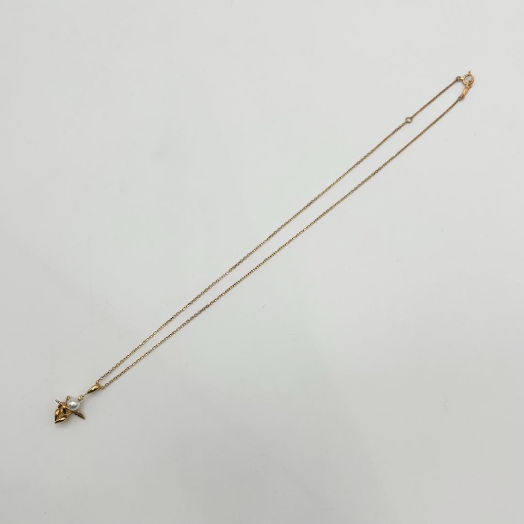 Mikimoto Pearl Angel Necklace with K18 yellow gold chain and Akoya pearl pendant