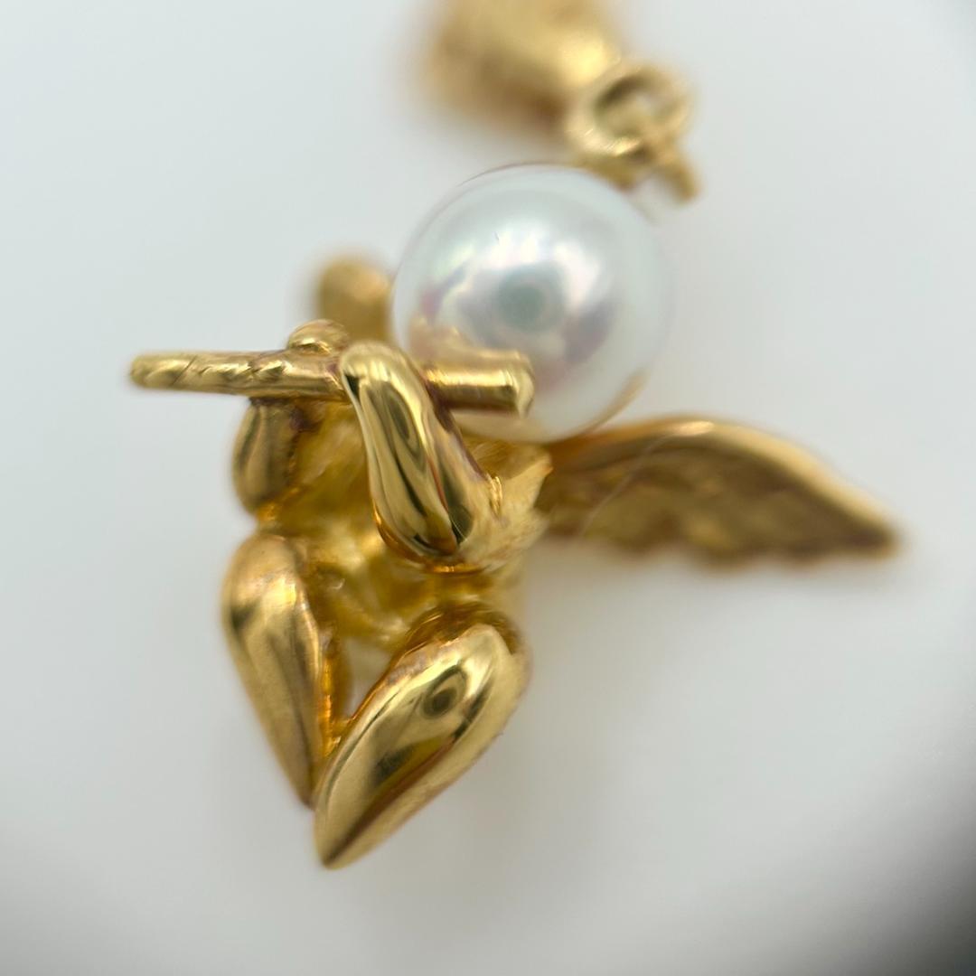 Mikimoto Pearl Angel Necklace with K18 yellow gold chain and Akoya pearl pendant