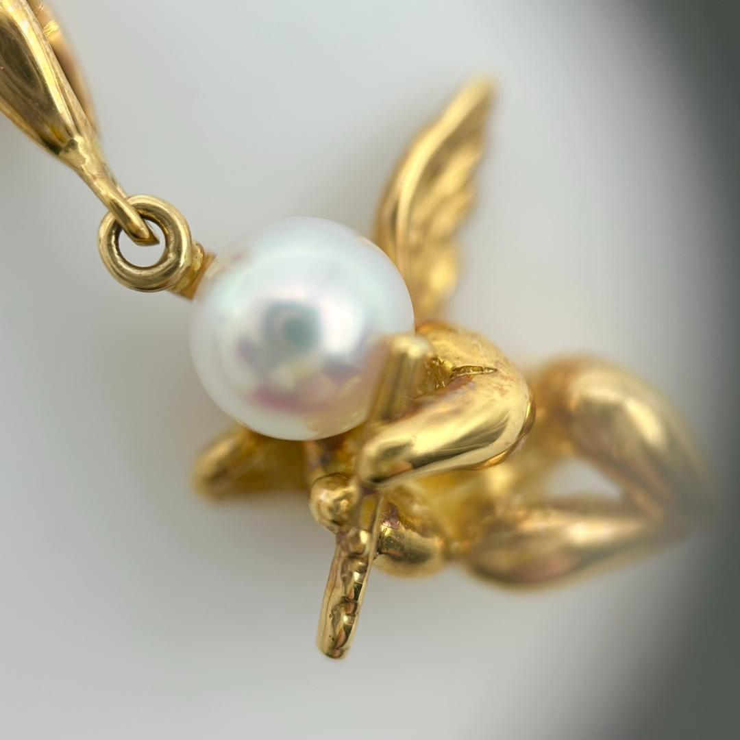 Mikimoto Pearl Angel Necklace with K18 yellow gold chain and Akoya pearl pendant