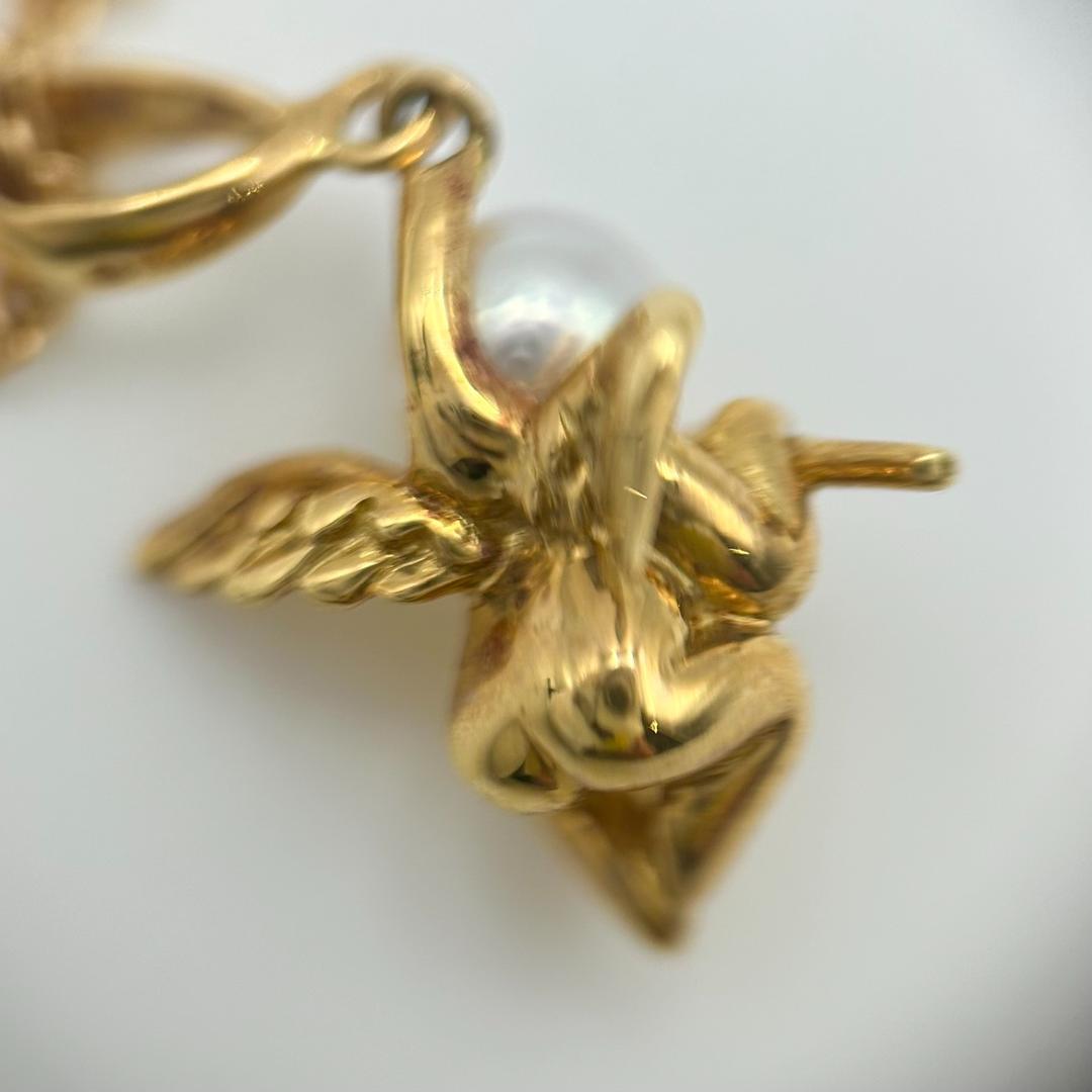 Mikimoto Pearl Angel Necklace with K18 yellow gold chain and Akoya pearl pendant