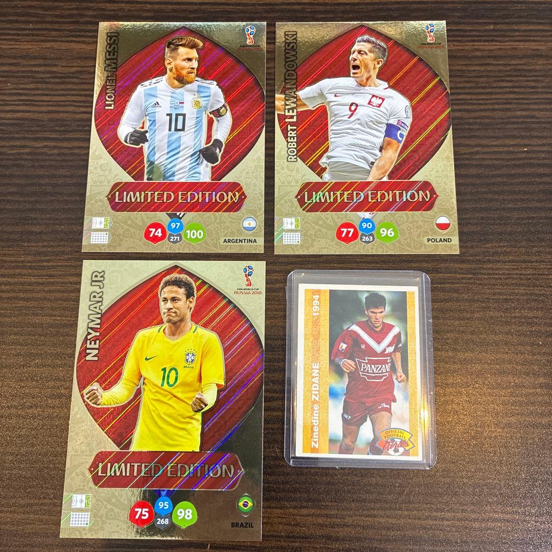 Soccer Card Messi Lewandowski Neymar Zidane 4-Card Set — Japanese