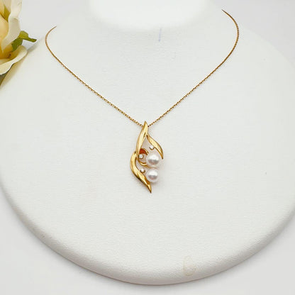MIKIMOTO necklace with diamond accents, K18 gold, and 5.9 to 6.7 mm pearls on a 39.5 cm chain