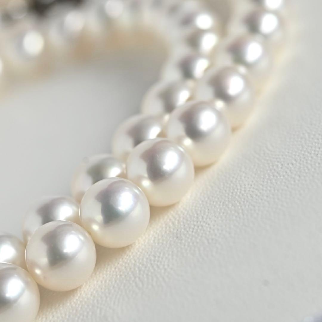 Mikimoto Akoya pearl necklace with round 7mm pearls and silver Aurora Hanadama pearl clasp