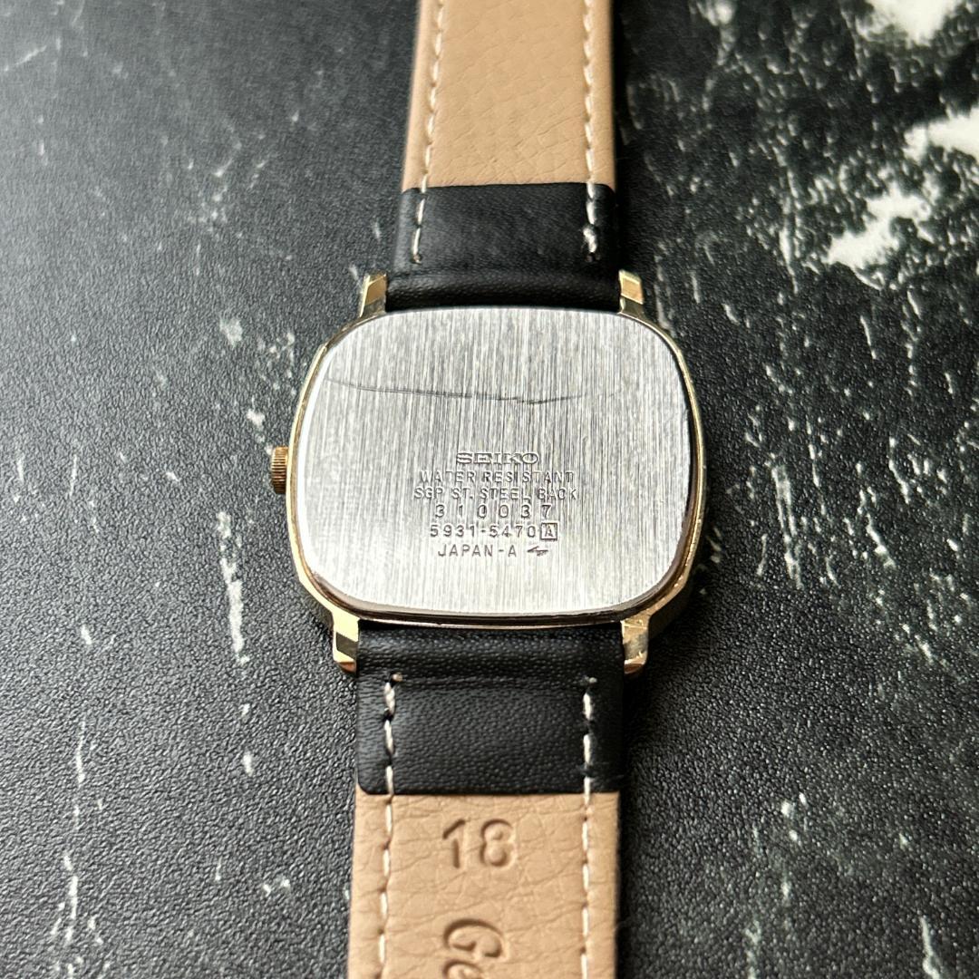 SEIKO Sharijo Square Gold Quartz Men's Watch — Japanese