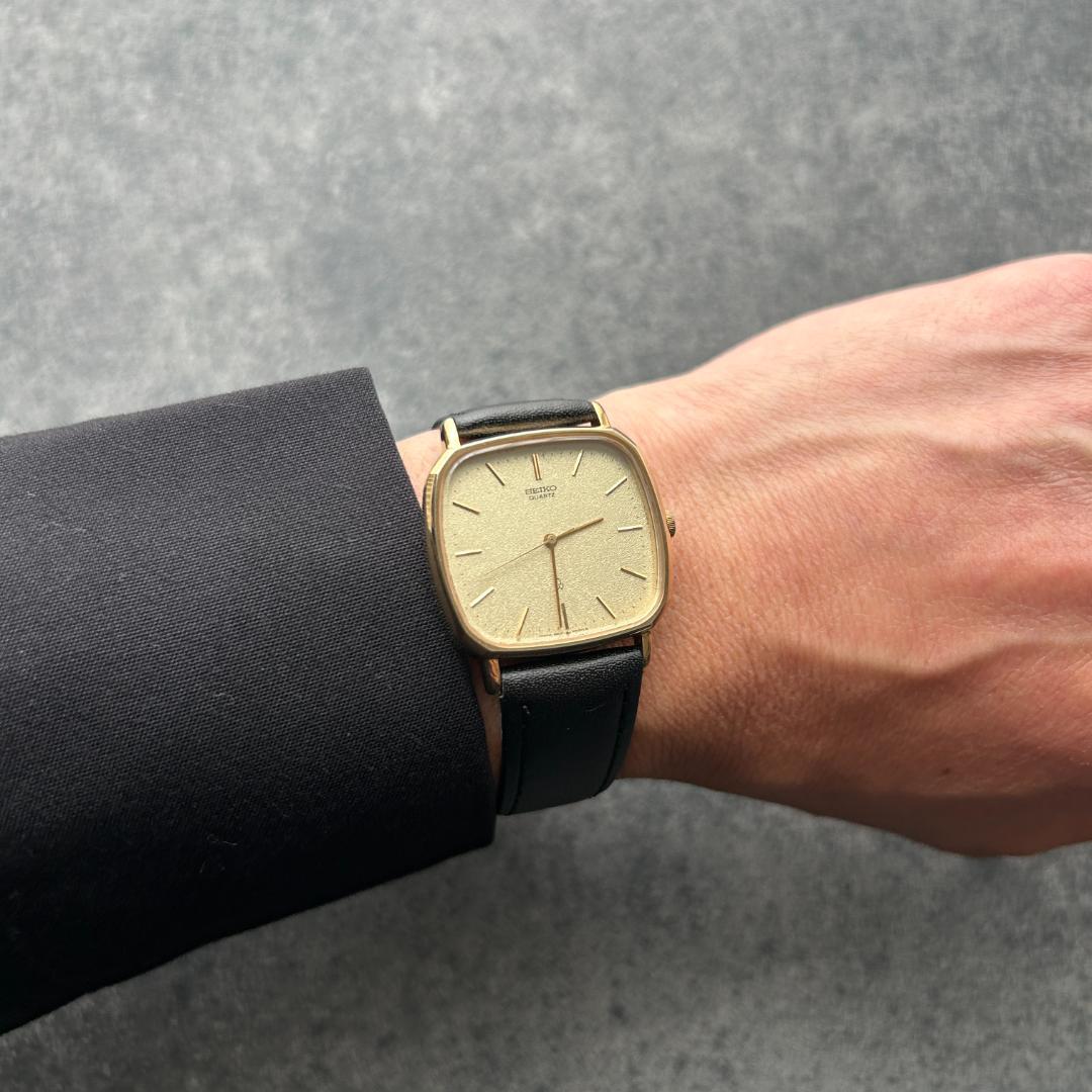 SEIKO Sharijo Square Gold Quartz Men's Watch — Japanese