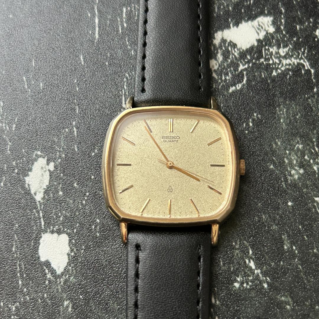SEIKO Sharijo Square Gold Quartz Men's Watch — Japanese