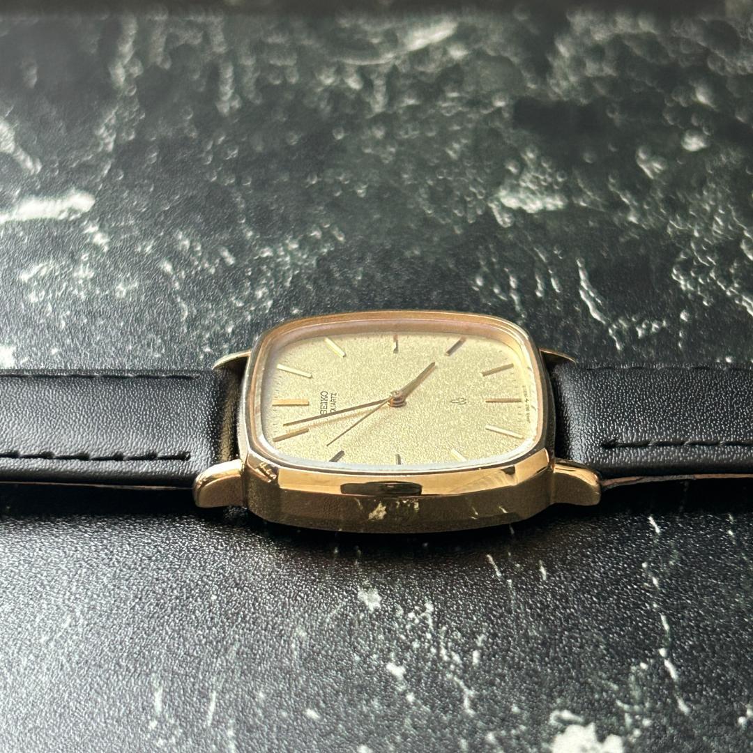 SEIKO Sharijo Square Gold Quartz Men's Watch — Japanese