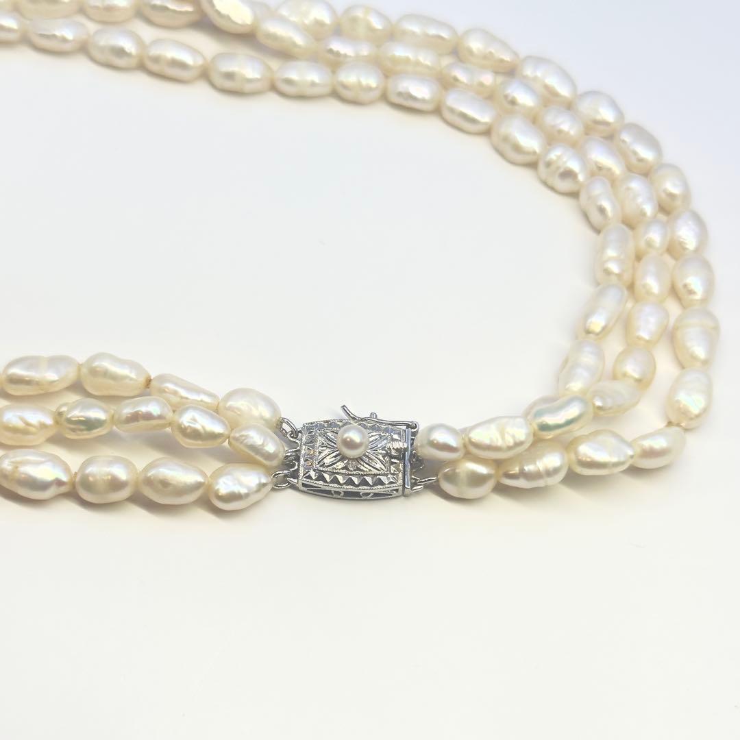 Tasaki SV 3-strand necklace featuring baroque pearls with a length of approximately 41cm