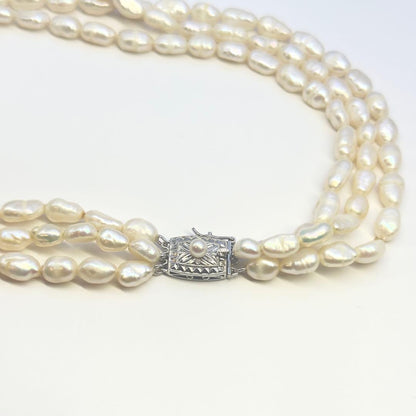 Tasaki SV 3-strand necklace featuring baroque pearls with a length of approximately 41cm