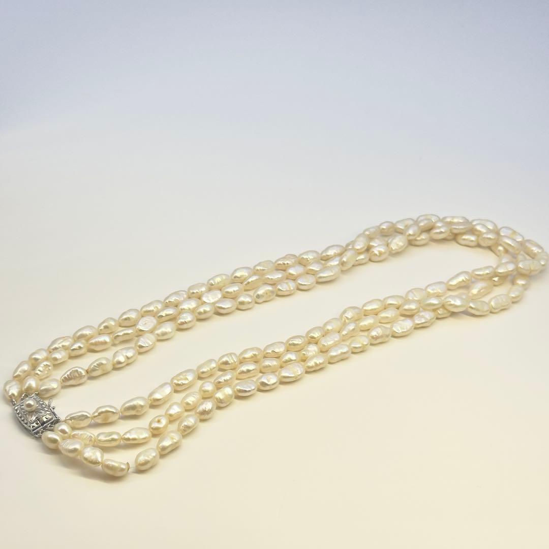 Tasaki SV 3-strand necklace featuring baroque pearls with a length of approximately 41cm