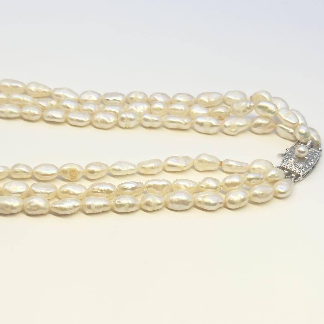 Tasaki SV 3-strand necklace featuring baroque pearls with a length of approximately 41cm