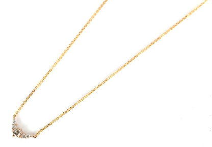 Agete yellow gold necklace featuring 5 diamonds totaling 0.08 carats on a 40cm adjustable chain