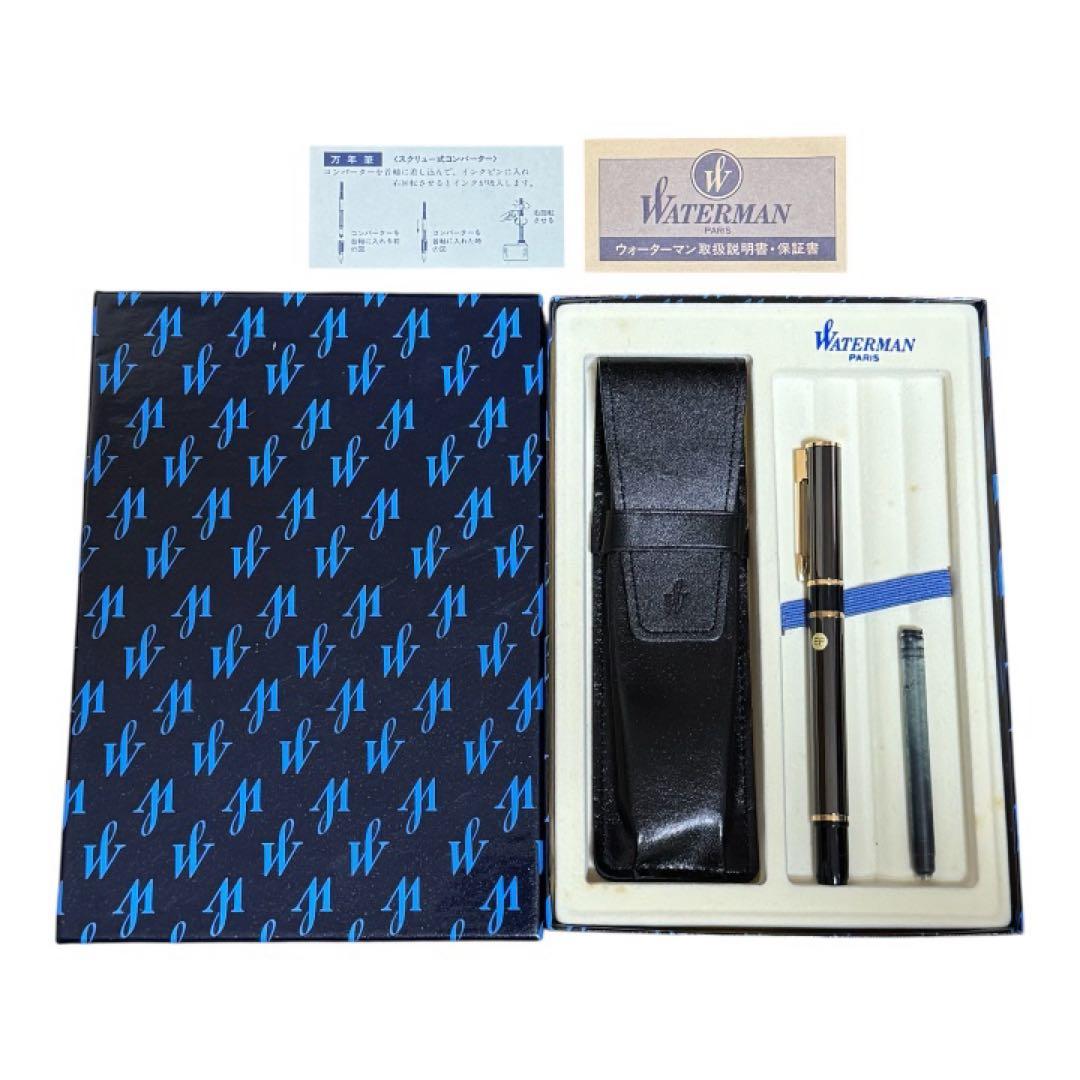 WATERMAN fountain pen set including pen, clean case, and ink bottle with degraded ink