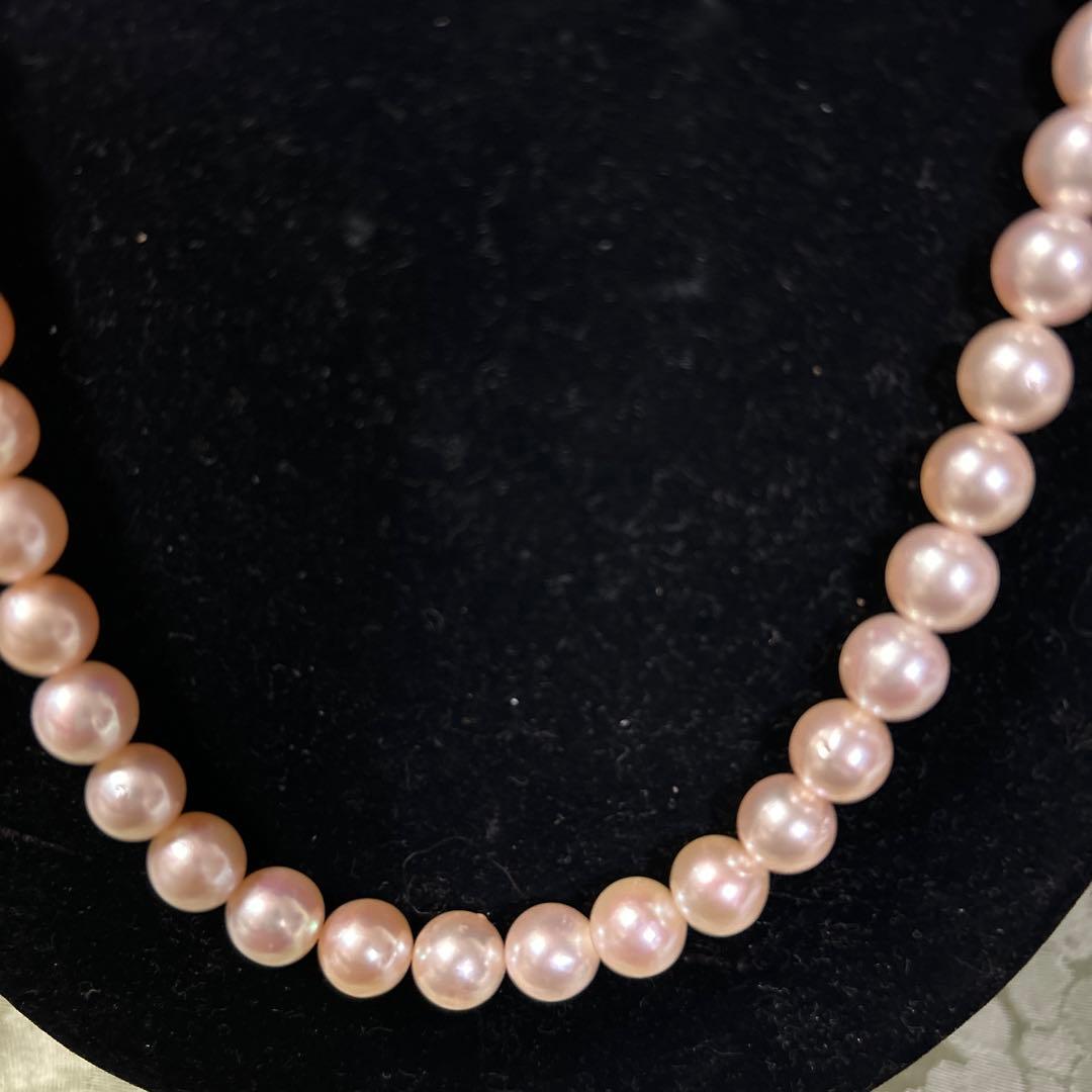 Domestic Akoya pearl necklace with large 8 millimeter pearls measuring 43 centimeters in length