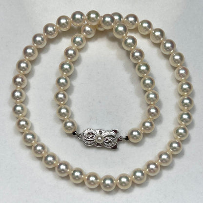 Mikimoto Akoya Pearl Necklace featuring 6.5-7.0 mm white pearls, 38.5 cm length