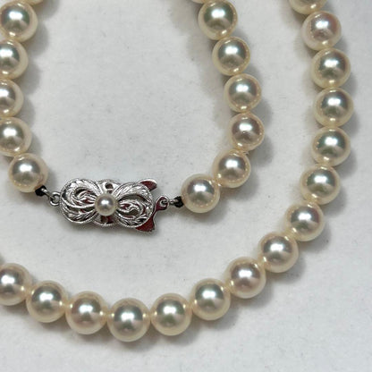 Mikimoto Akoya Pearl Necklace featuring 6.5-7.0 mm white pearls, 38.5 cm length