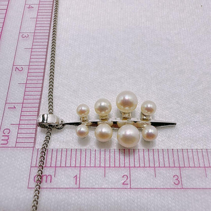 MIKIMOTO Silver Akoya baby pearl necklace with 8 pearls on a 40cm metal chain
