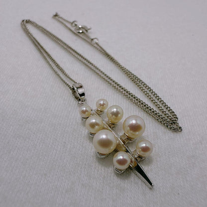 MIKIMOTO Silver Akoya baby pearl necklace with 8 pearls on a 40cm metal chain